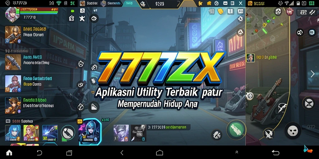 Tampilan utama aplikasi 777ZX dengan fitur Utility praktis.