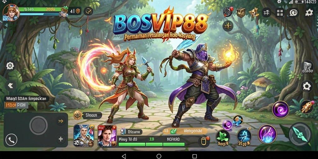 Screenshot gameplay BOSVIP88 yang menampilkan pertarungan seru dan petualangan.