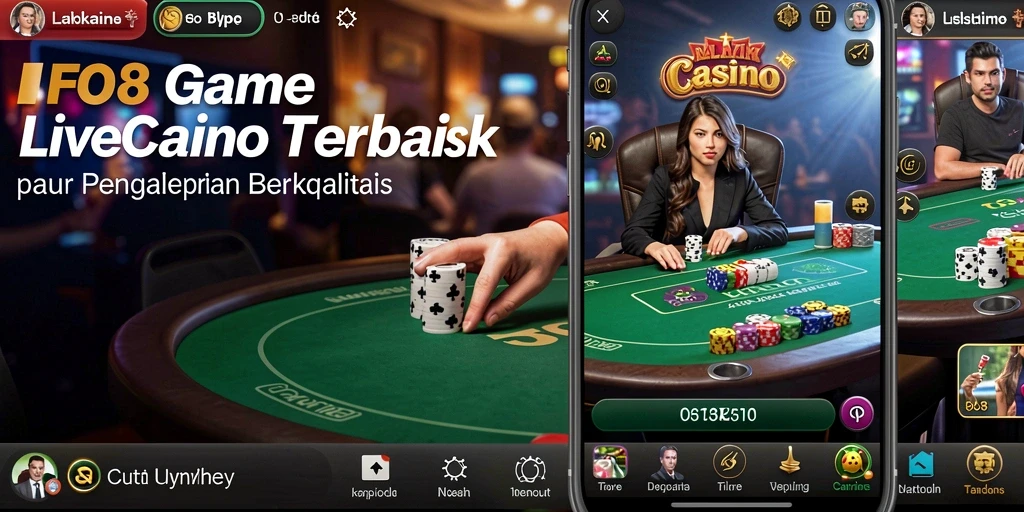 Screenshot gameplay FO8 menampilkan dealer profesional dan suasana kasino langsung.