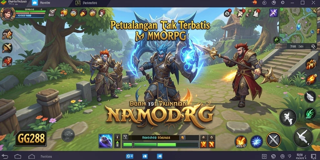 Tangkapan layar gameplay GG288 yang menunjukkan petualangan di dunia MMORPG.