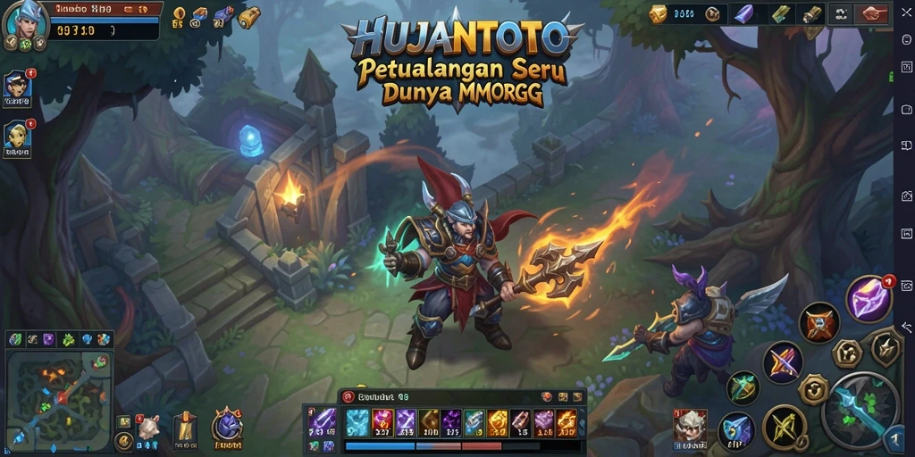 Tampilan gameplay <strong>HUJANTOTO</strong> yang menampilkan pertarungan epik dan dunia yang kaya.