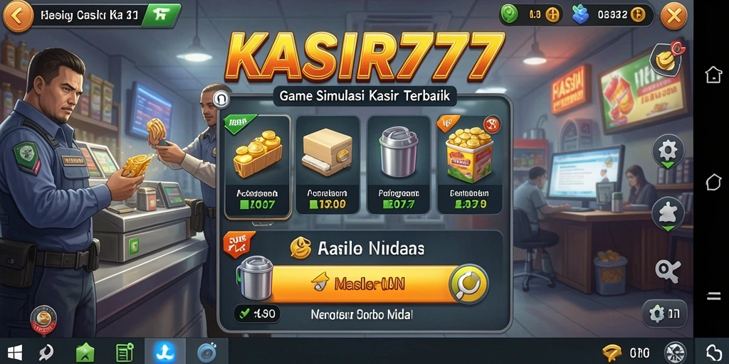 Screenshot gameplay KASIR777 menunjukkan keseruan mengelola toko kasir.