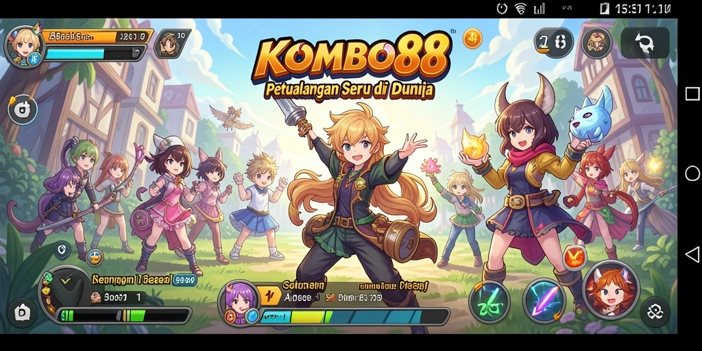 Tampilan gameplay seru dari KOMBO88 dengan karakter anime yang penuh aksi.