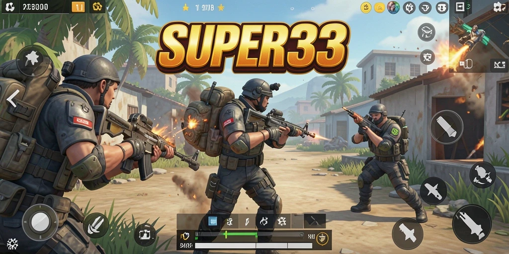 Tampilan gameplay SUPER33 yang mendebarkan dan penuh aksi.