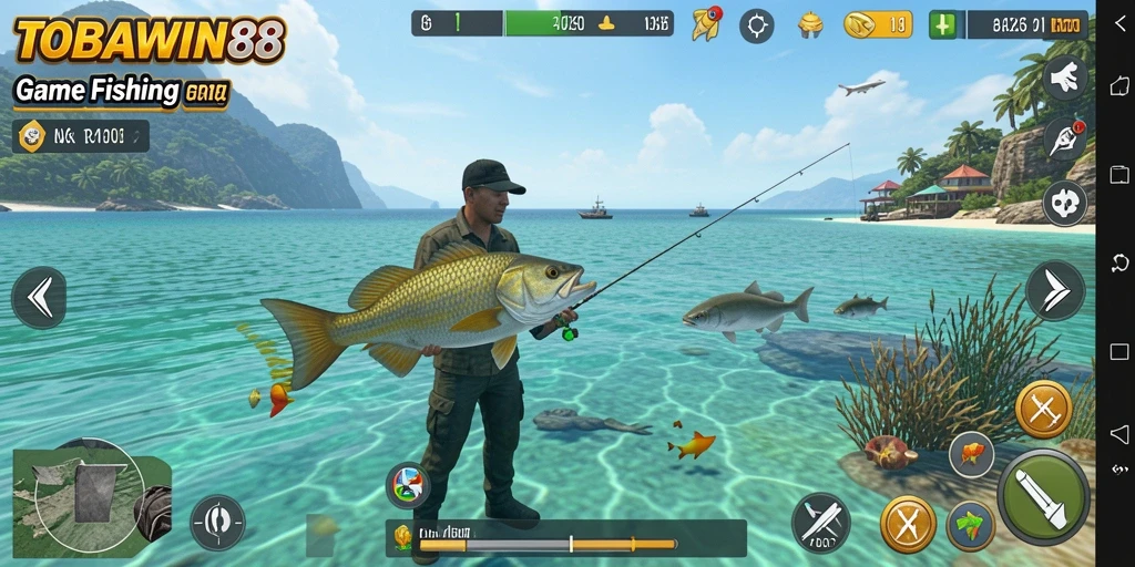 Tampilan gameplay TOBAWIN88 yang menakjubkan saat memancing ikan.