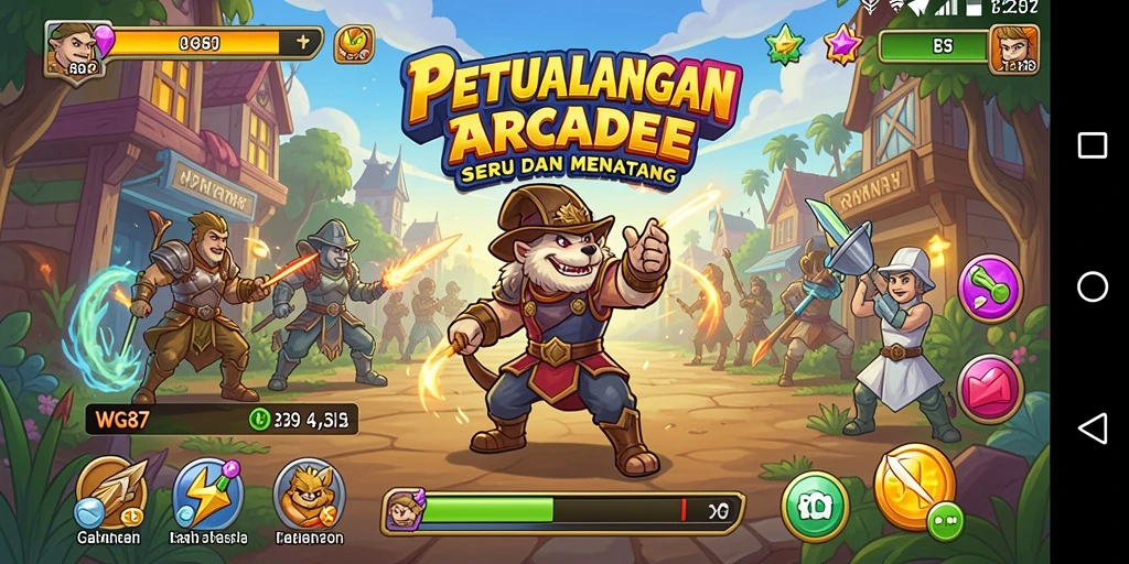 Tampilan permainan arcade yang seru dan penuh tantangan.